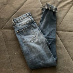 high waisted vintage authentic skinny blue jeans